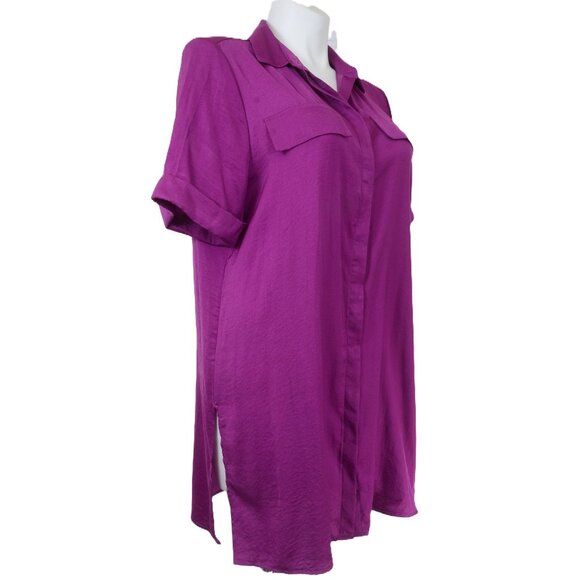 Chico's Colorful XL/16 (3) Long Tunic Shirt Button Down Front Pockets Summer - Picture 3 of 9